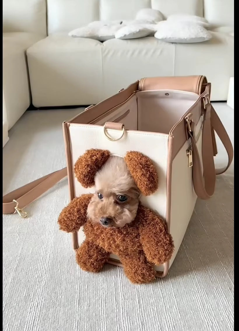 くまぬいぐるみペットキャリーバッグ – 小型犬・猫用ショルダーバッグ