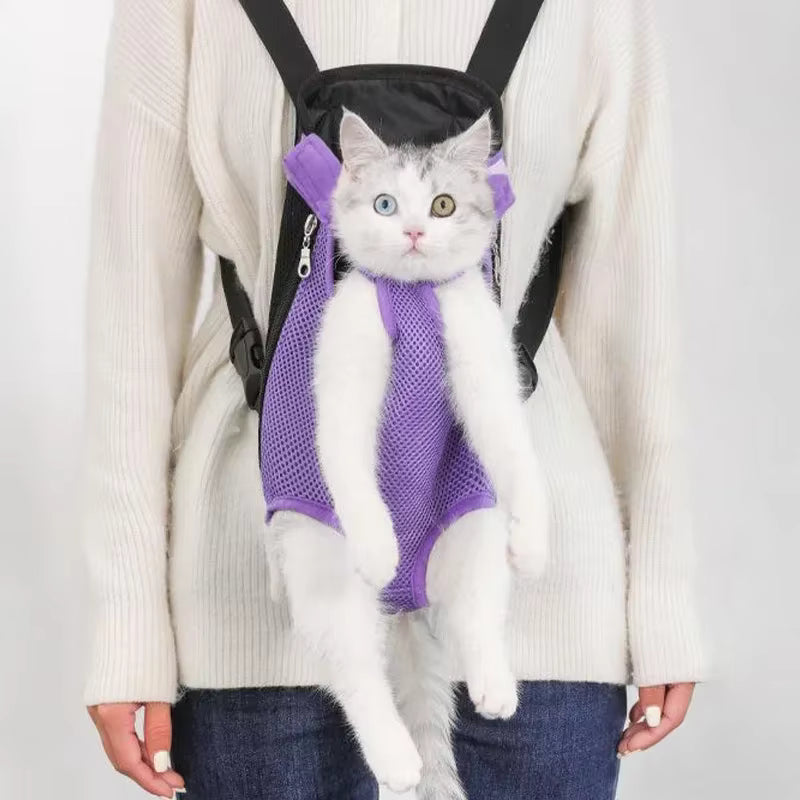 調節可能な猫＆犬用バックパックキャリー – 足出しペット用トラベルバッグ