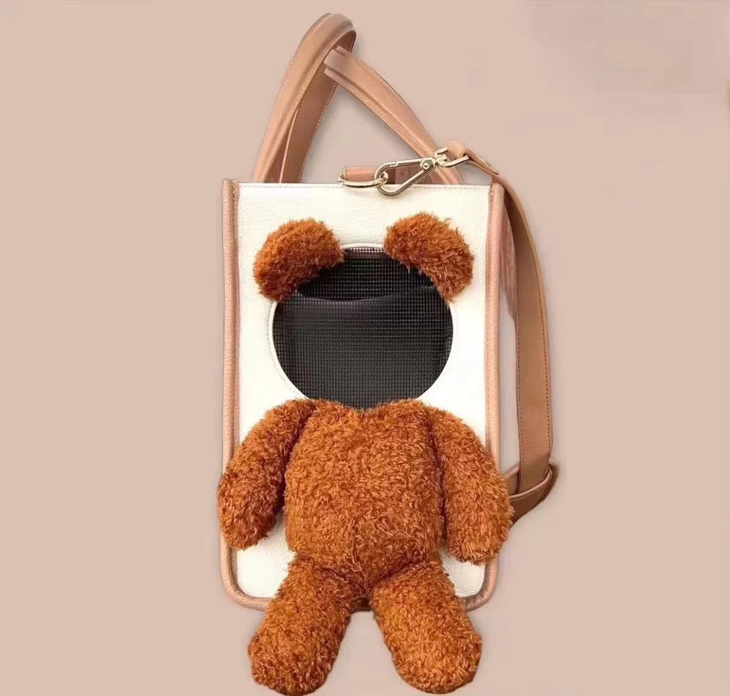 くまぬいぐるみペットキャリーバッグ – 小型犬・猫用ショルダーバッグ