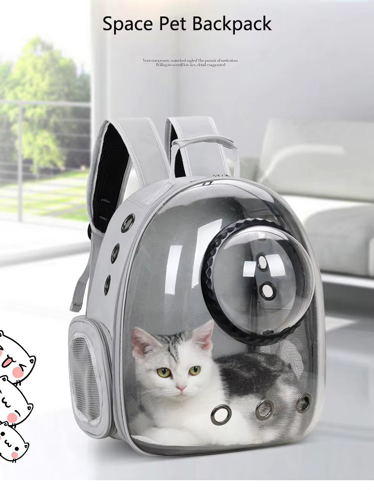 透明猫用バックパックキャリア - バブルウィンドウペットトラベルバッグ