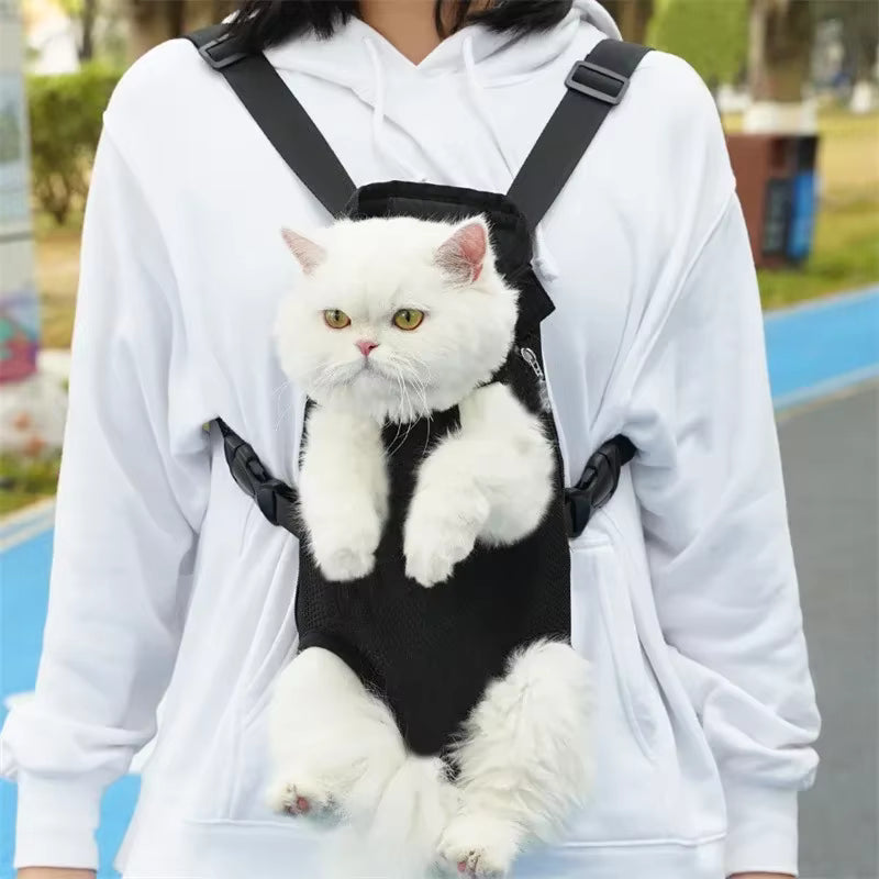 調節可能な猫＆犬用バックパックキャリー – 足出しペット用トラベルバッグ