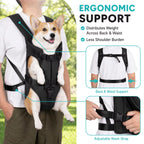 ペットフロントキャリアバックパック – 小型犬用ハンズフリーチェストキャリア