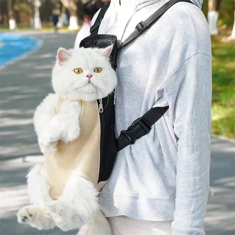調節可能な猫＆犬用バックパックキャリー – 足出しペット用トラベルバッグ