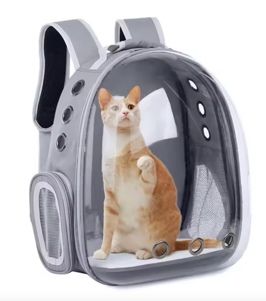 透明猫用バックパックキャリア - バブルウィンドウペットトラベルバッグ