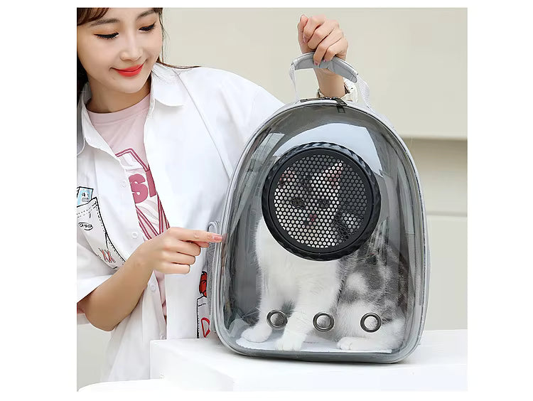 透明猫用バックパックキャリア - バブルウィンドウペットトラベルバッグ