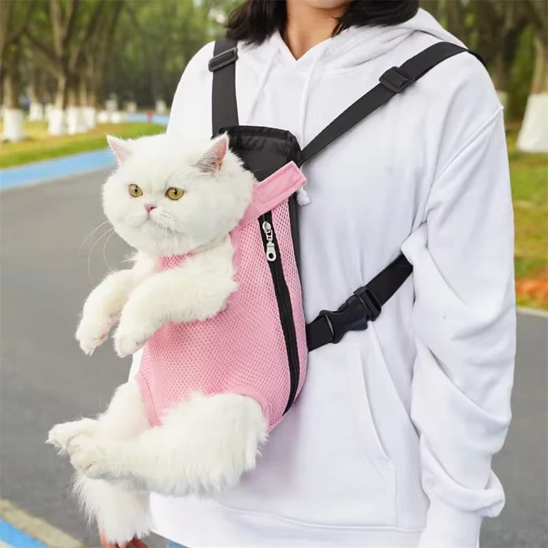 調節可能な猫＆犬用バックパックキャリー – 足出しペット用トラベルバッグ