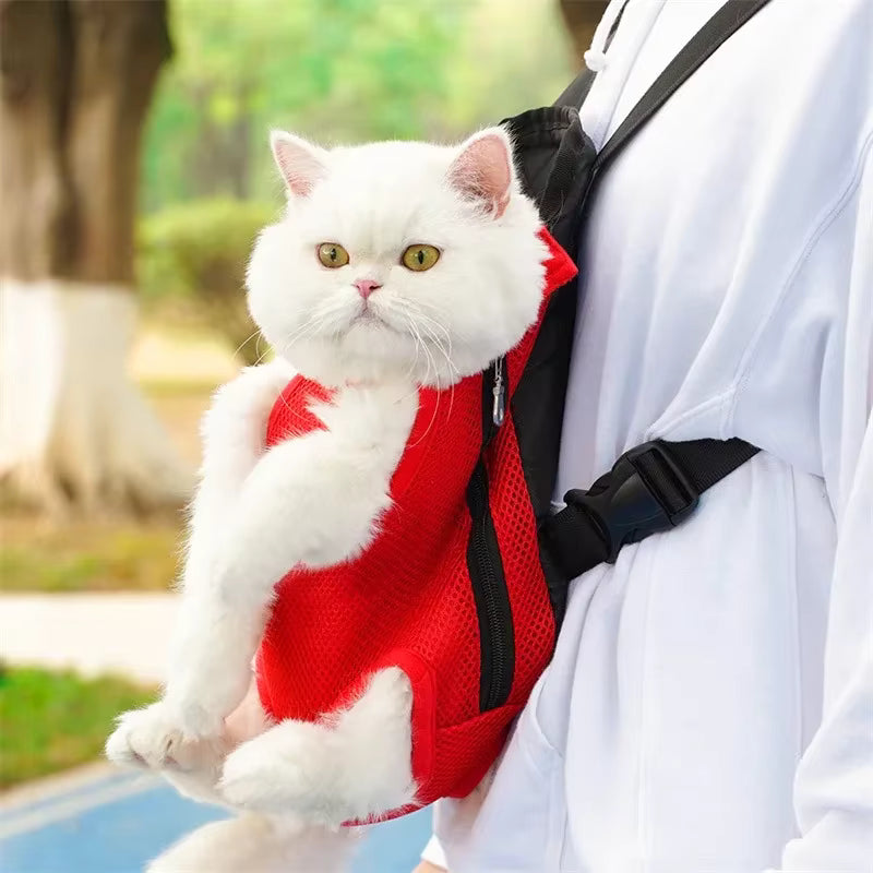 調節可能な猫＆犬用バックパックキャリー – 足出しペット用トラベルバッグ